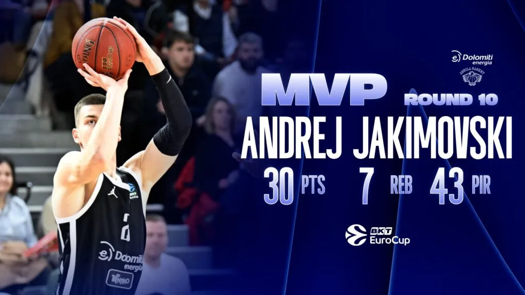 (Видео) Партија за историја: Андреј Јакимовски со индекс 43 е МВП на колото во Еврокупот!