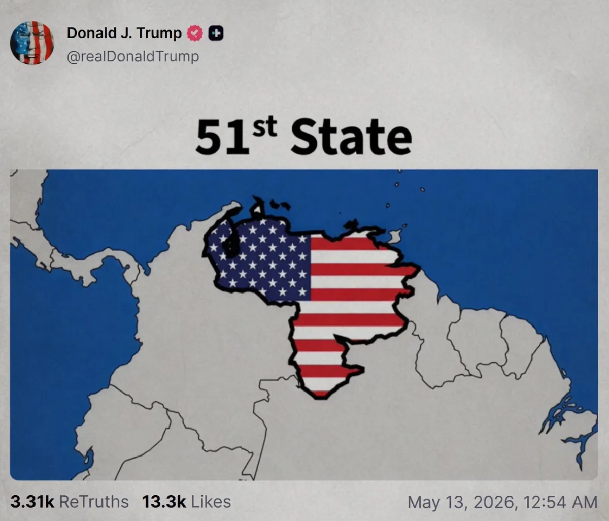 Трамп ја објави Венецуела како 51-та држава: меми на Truth Social и 40 трилиони долари нафта зад нив