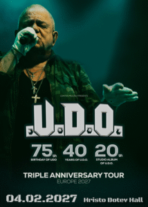 U.D.O. at Hristo Botev Hall in Sofia on February 4, 2027 - Triple Anniversary Tour for Udo Dirkschneider's 75th Birthday