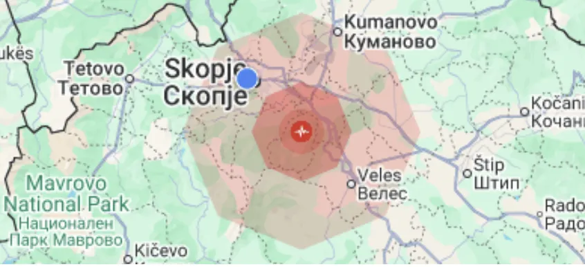Земјотрес со јачина 3.5 степени во Скопје - 21 км источно од градот, без штети - но и без сигурност