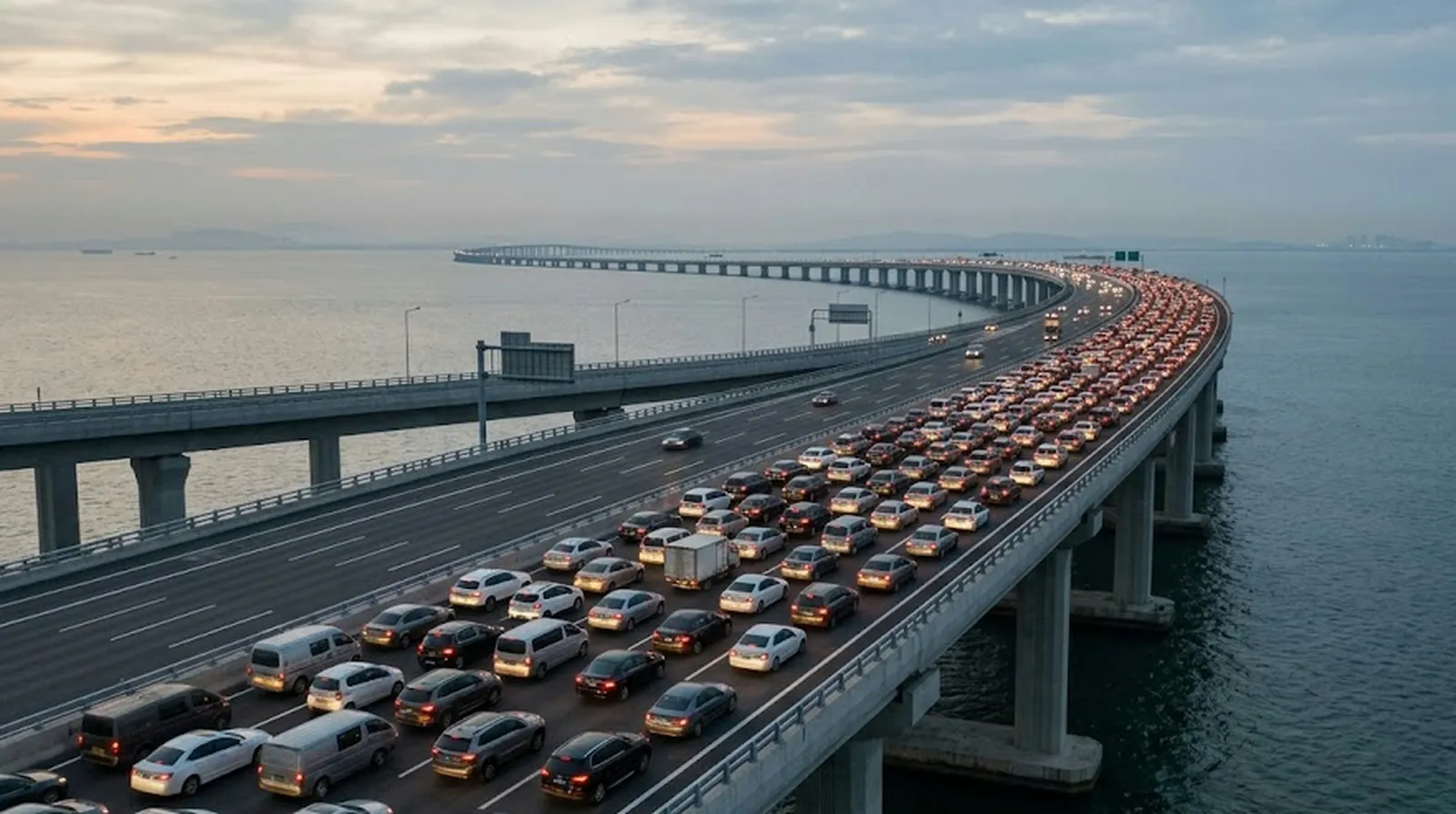 Колона од 3.000 возила на Кримскиот мост: симболот на руската моќ се претвори во стапица