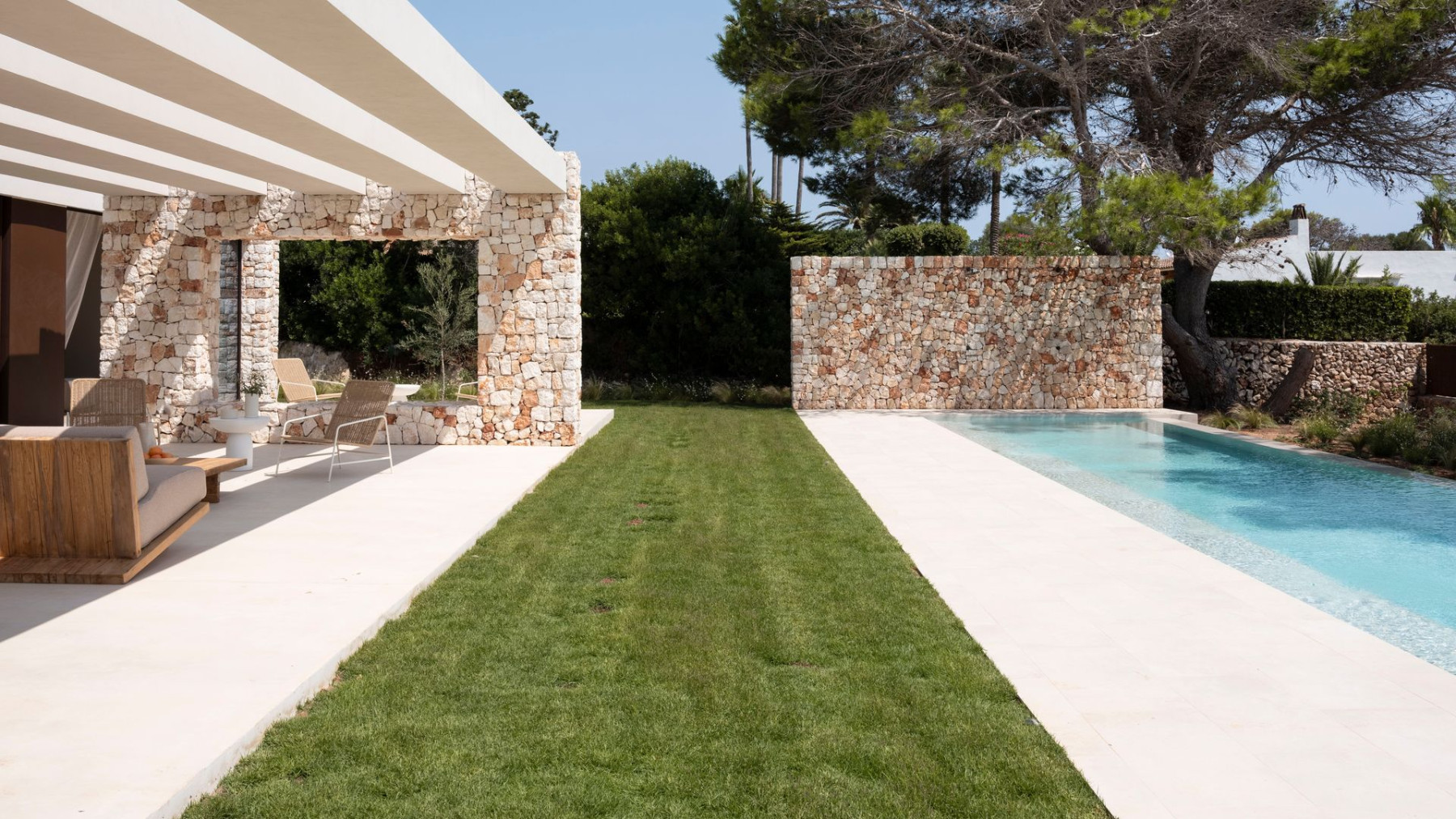 Pool and garden at Casa Binidali, Menorca