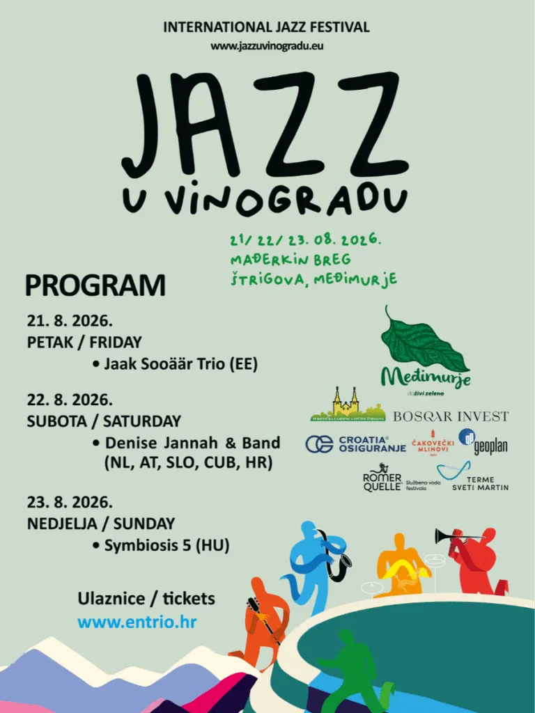 Jazz u vinogradu од 21 до 23 август во Штригова - меѓународен џез фестивал меѓу лозјата на Маѓеркин брег
