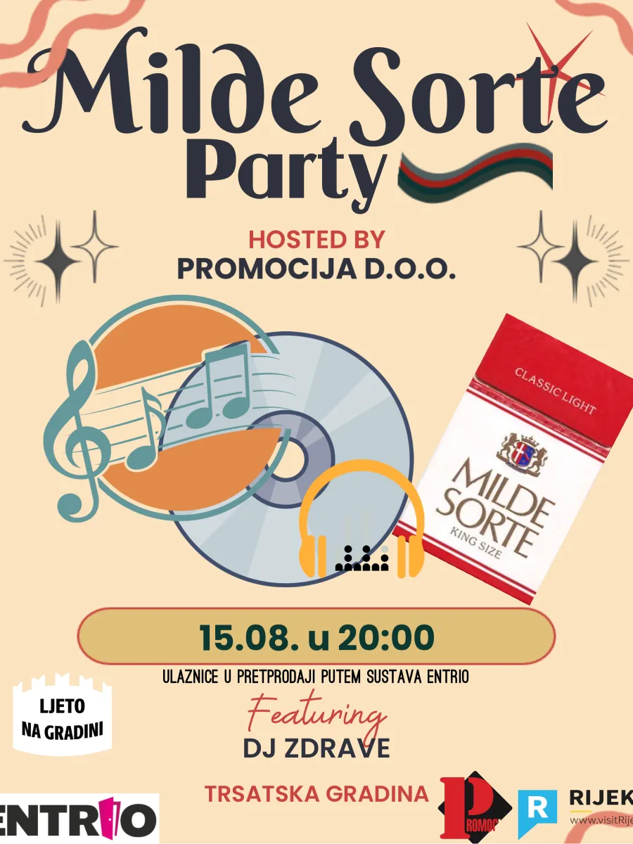 Milde Sorte Party на Трсат во Риека на 15 август - носталгична диско вечер на Лето на Градини