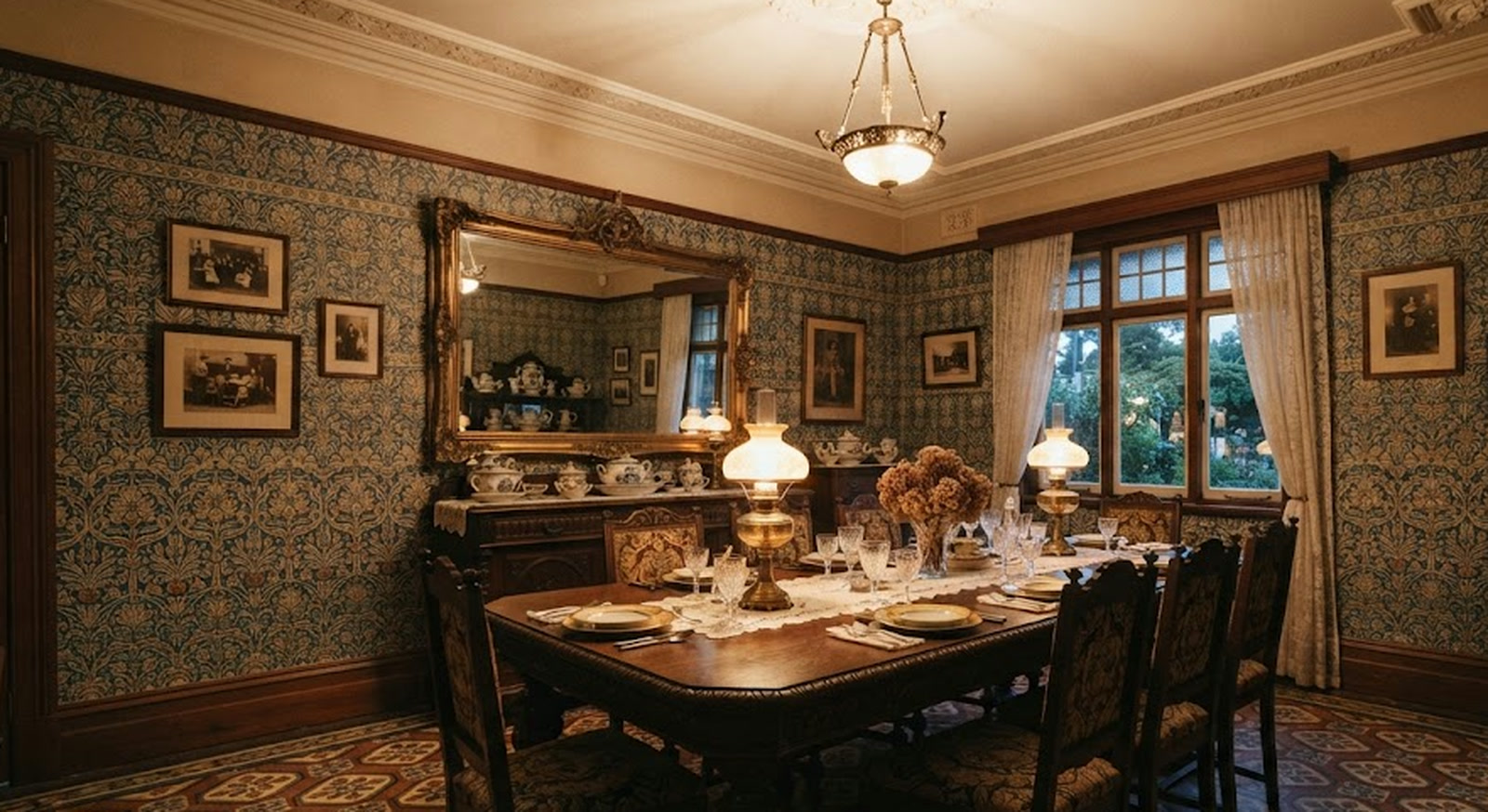Renovated dining room in an early twentieth-century style