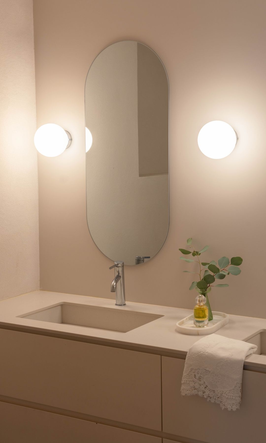 Renovated bathroom in monochrome tones