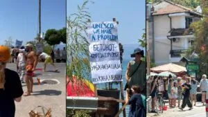 „Бетонот - смрт за туризмот“: граѓани со сап-даски ги пренасочија глисерите во Охридското Езеро