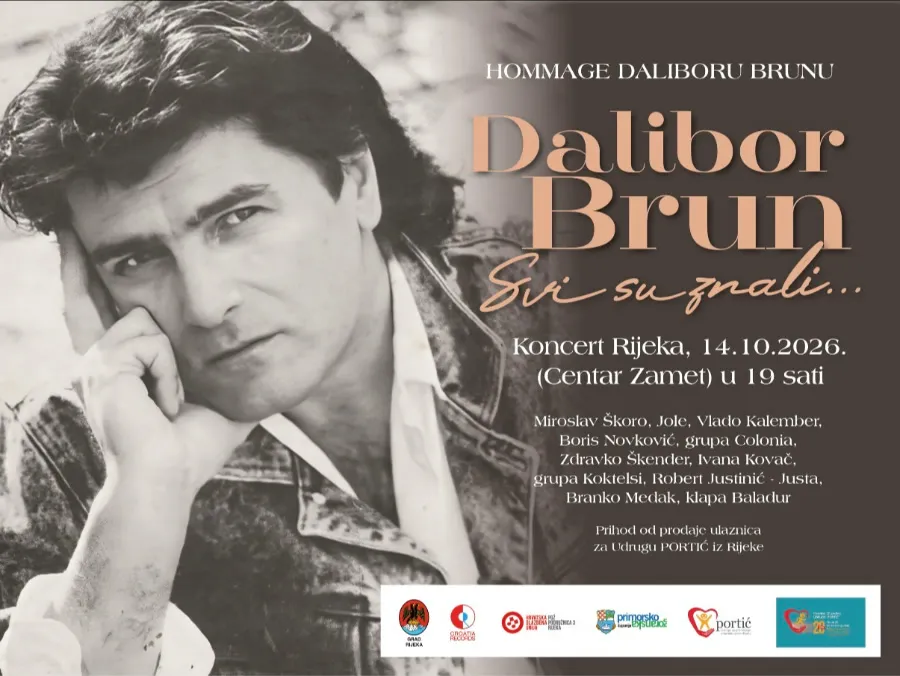 Dalibor Brun anısına konser 14 Ekim'de Rijeka'da Centar Zamet'te - Škoro, Jole, Kalember ve Novković onun şarkılarını söylüyor