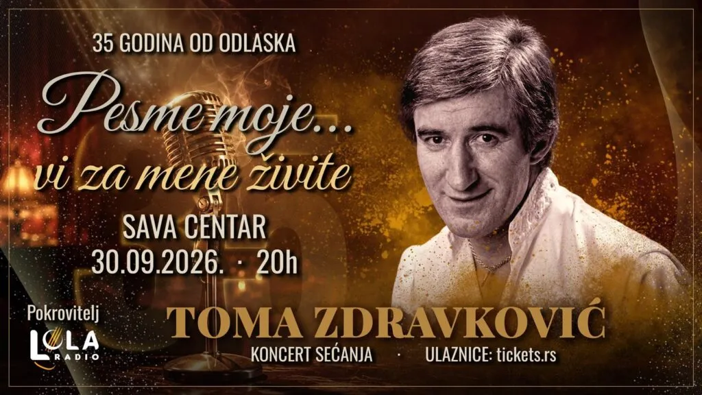 Концерт на сеќавање на Тома Здравковиќ во Сава Центар на 30 септември – точно 35 години од неговата смрт