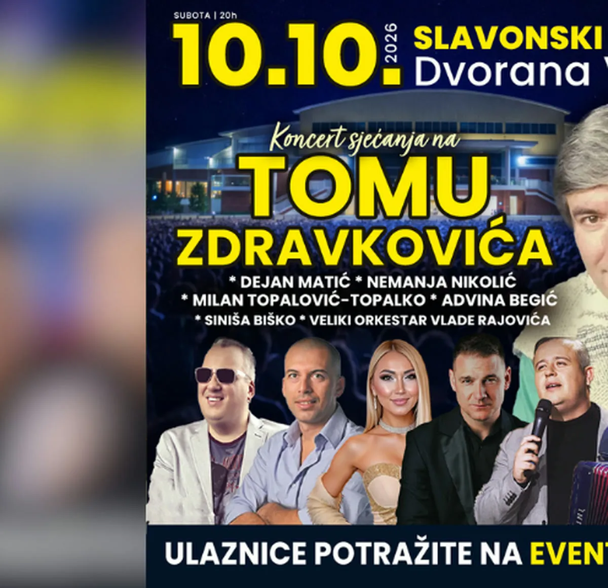 Концерт во чест на Тома Здравковиќ во Славонски Брод на 10 октомври - триесет и пет години од смртта на боемот
