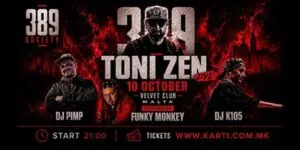 Тони Зен во Velvet Club во Малта на 10 октомври - македонски хип-хоп на Медитеранот со три диџеи на пултот