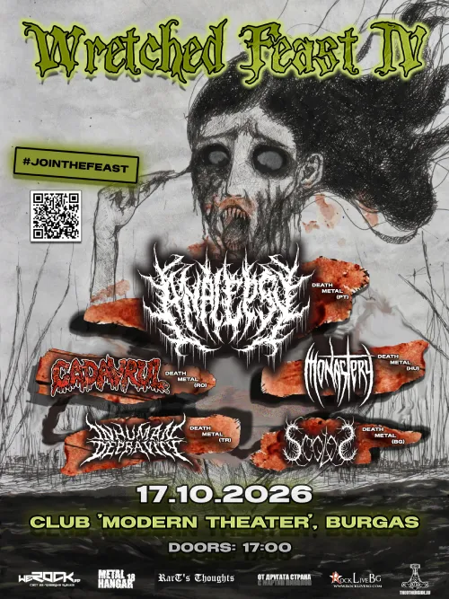 Wretched Feast IV 17 Ekim'de Burgaz'da - Portekizli Analepsy, Modern Theatre'daki Balkan brutal death metal festivaline başı çekiyor
