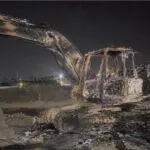 Изгоре багер на градилиштето за стадионот во Арачиново: градоначалникот вели дека е напад, полицијата ја бара причината