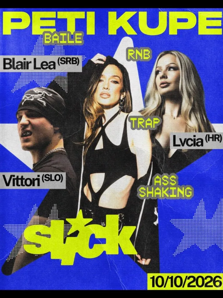 Slick 10 Ekim'de Zagreb'deki Peti kupe'de - Blair Lea ve Vittori ile sabah beşe kadar baile funk, R&B ve trap