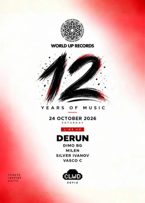 World Up Records слави 12 години во CLWD во Софија на 24 октомври - Дерун и основачите на етикетата зад пултот